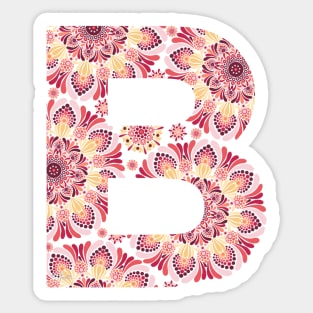 Mandala Letter Capital B Pink Sticker